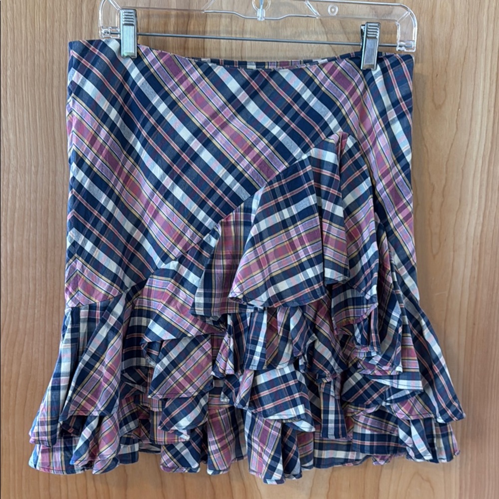 Ralph Lauren Rugby Pink and Blue Ruffle Mini Skirt